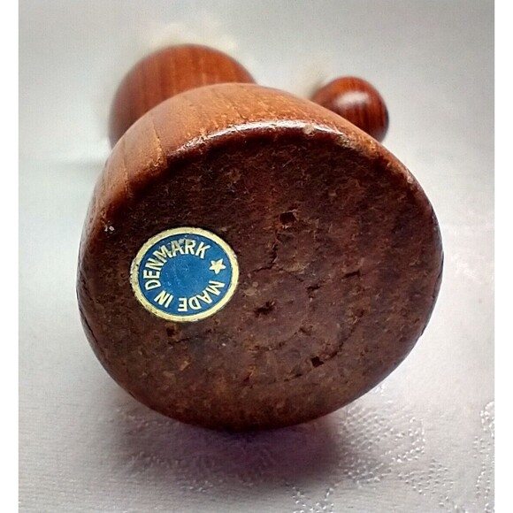 Danish 1970's"Viking" Grandpa w Pipe Hat Teak Approx. 6" Tall - Picture 9 of 9